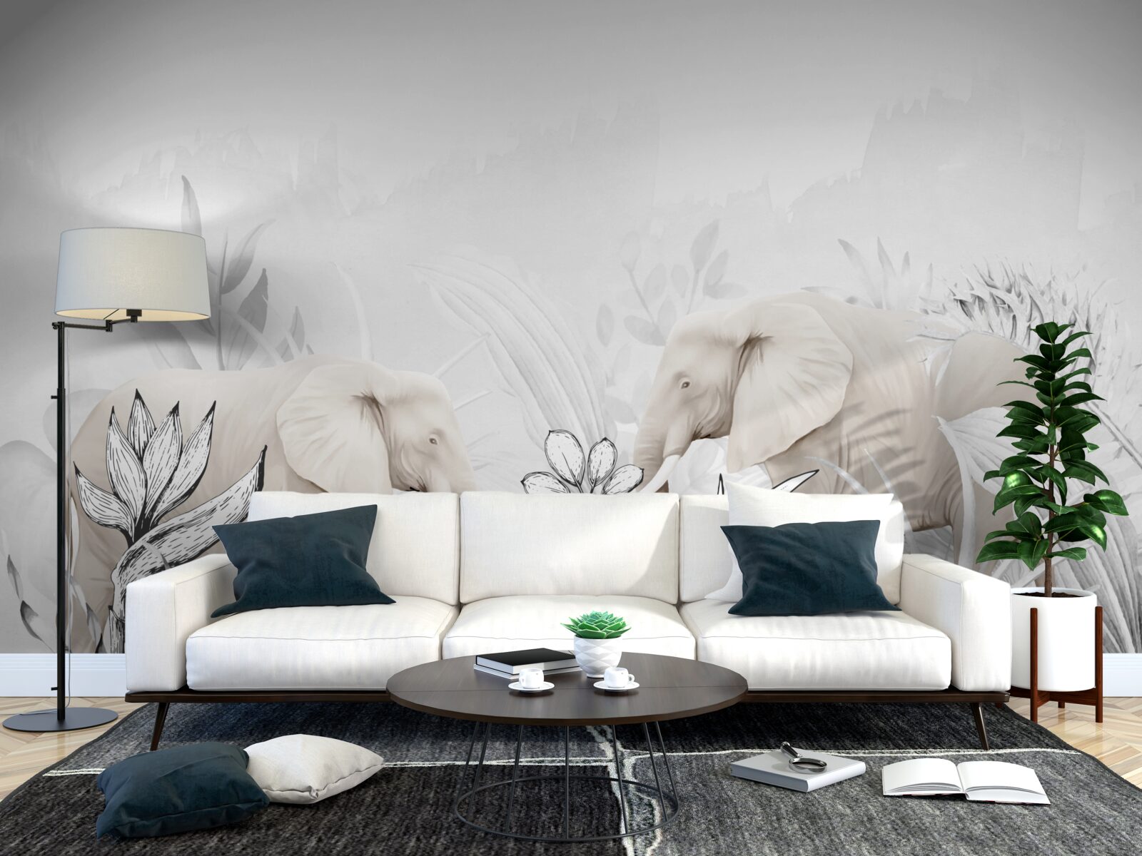 Fototapet elefanți viu colorați