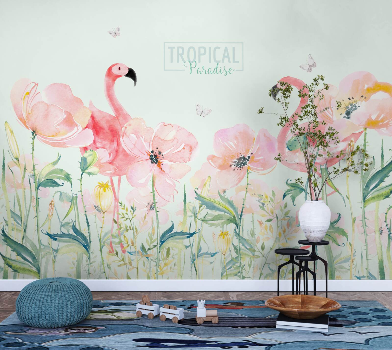 Fototapet Flamingo este o specie de pasăre care poate înota