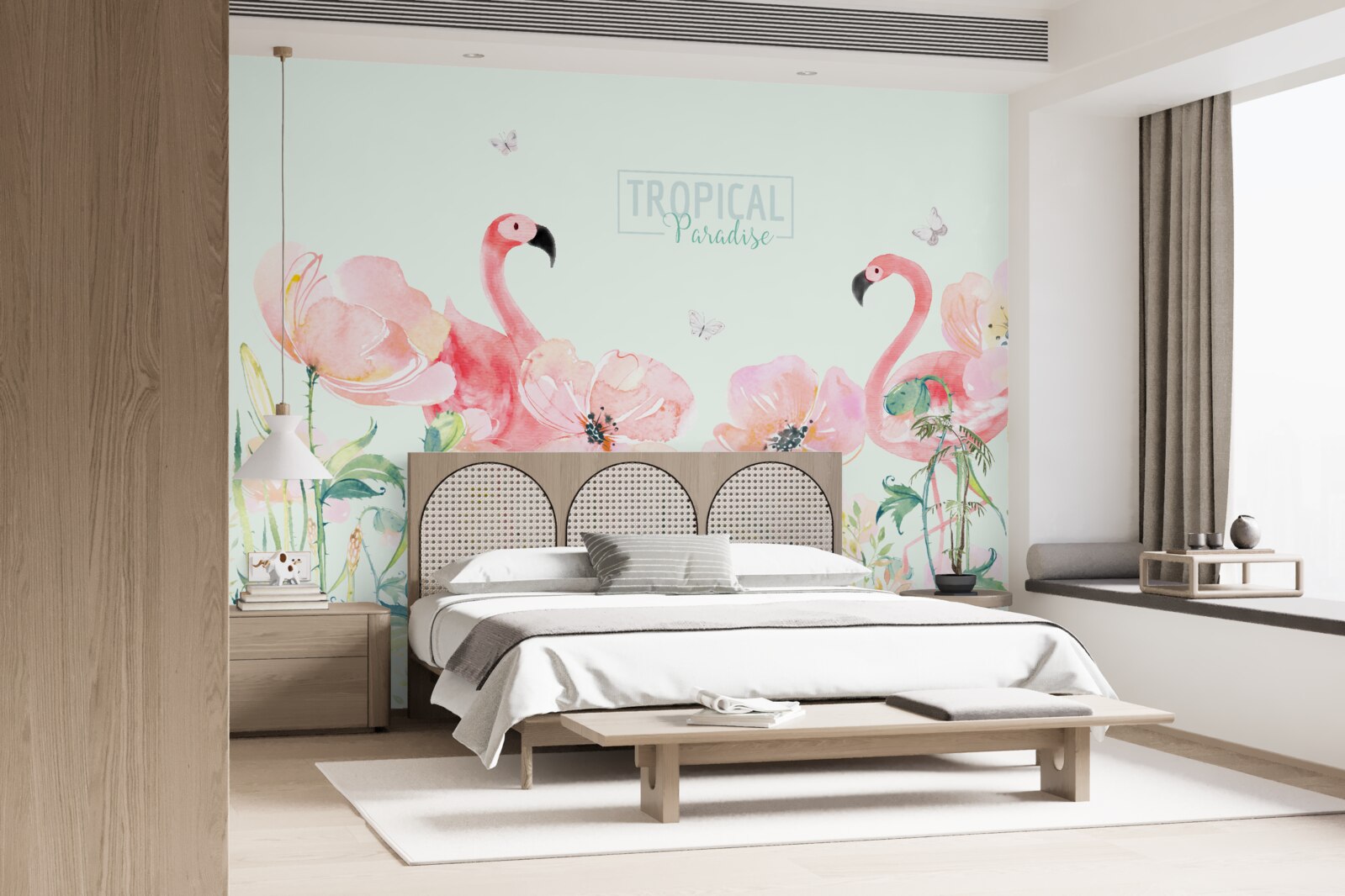 Fototapet Flamingo este o specie de pasăre care poate înota