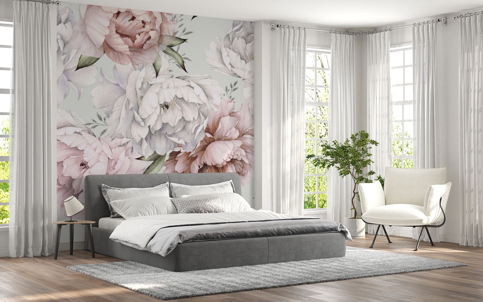 Fototapet bujori strălucitori