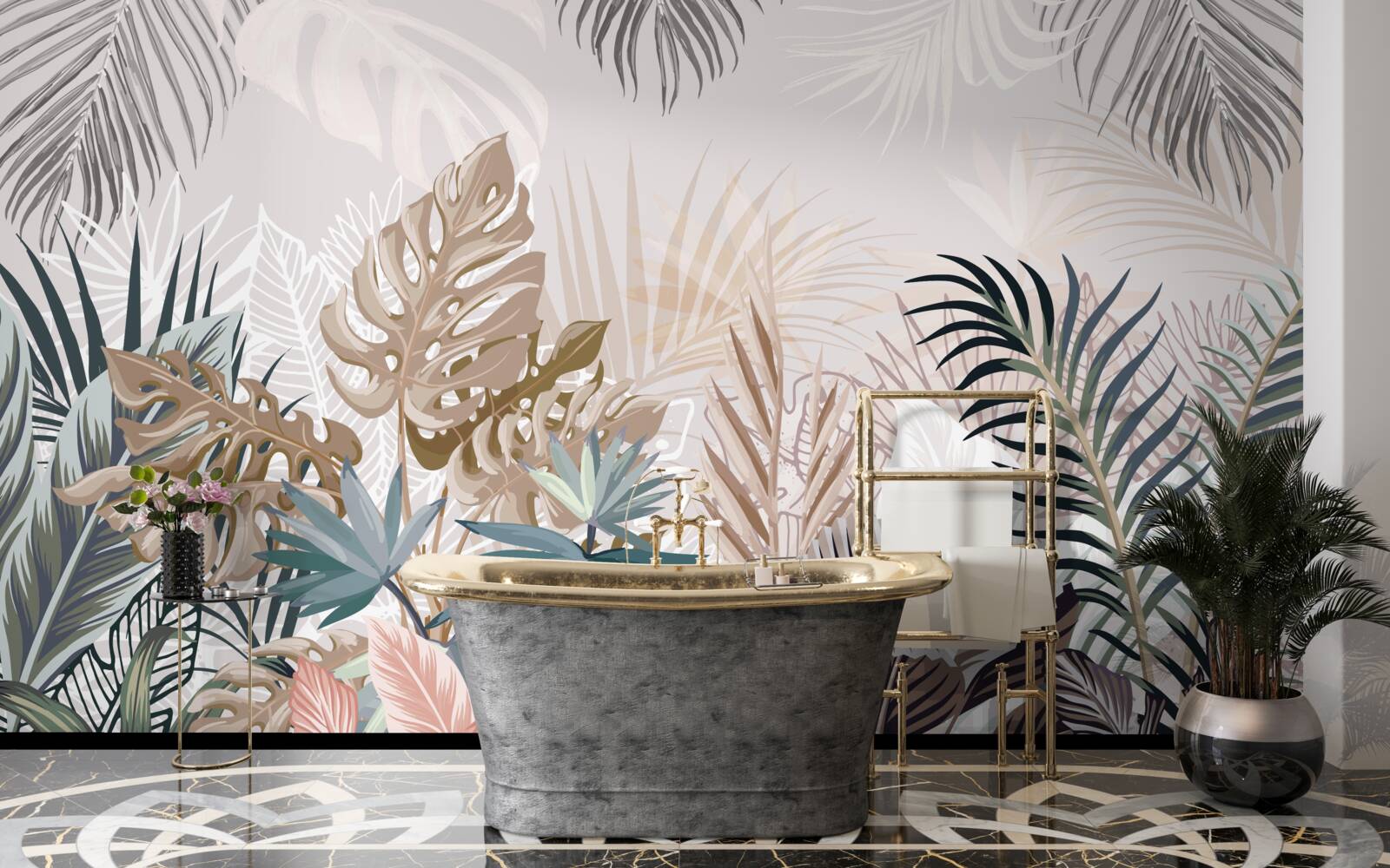 Fototapet design interior, hol și cameră de zi