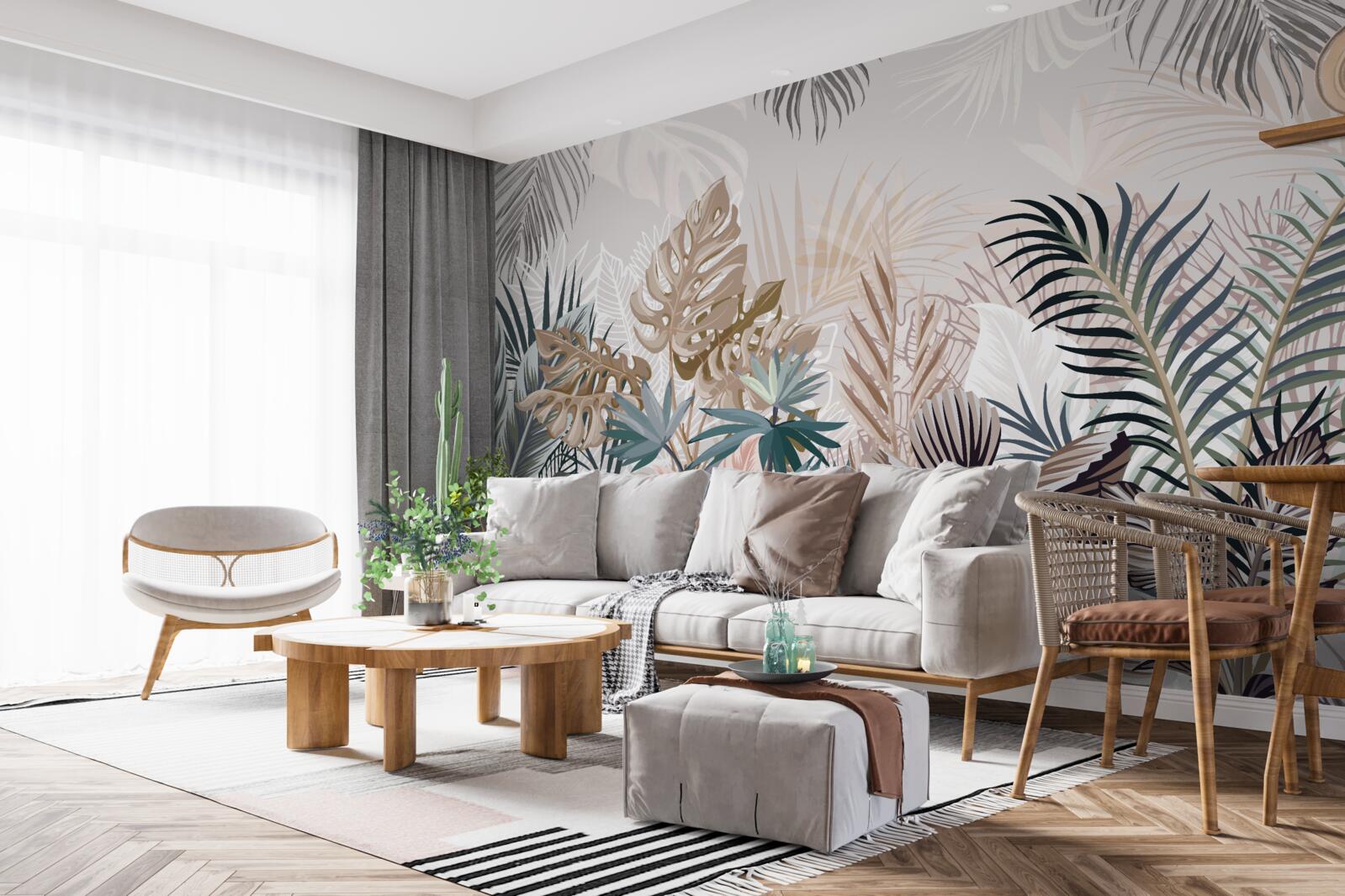 Fototapet design interior, hol și cameră de zi