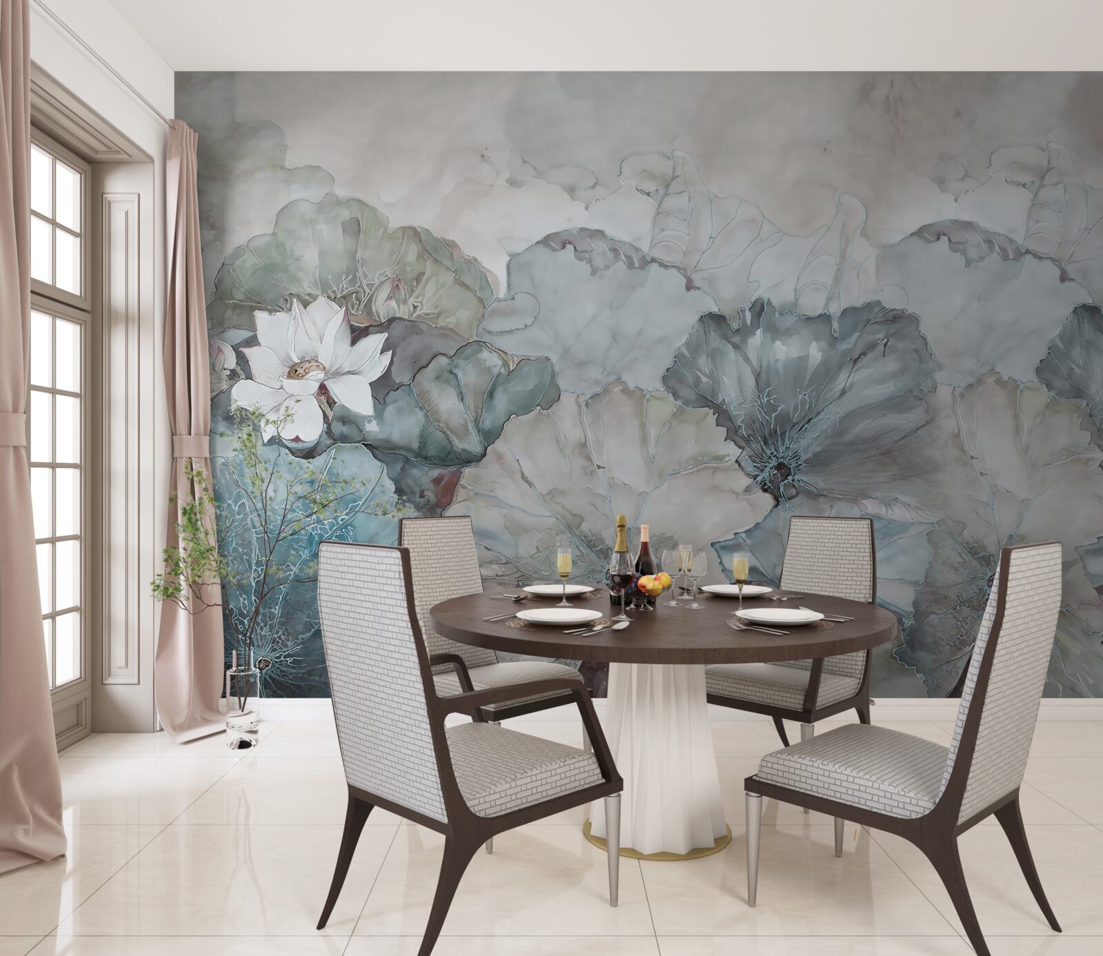 Fototapet muguri, vegetație și pelete