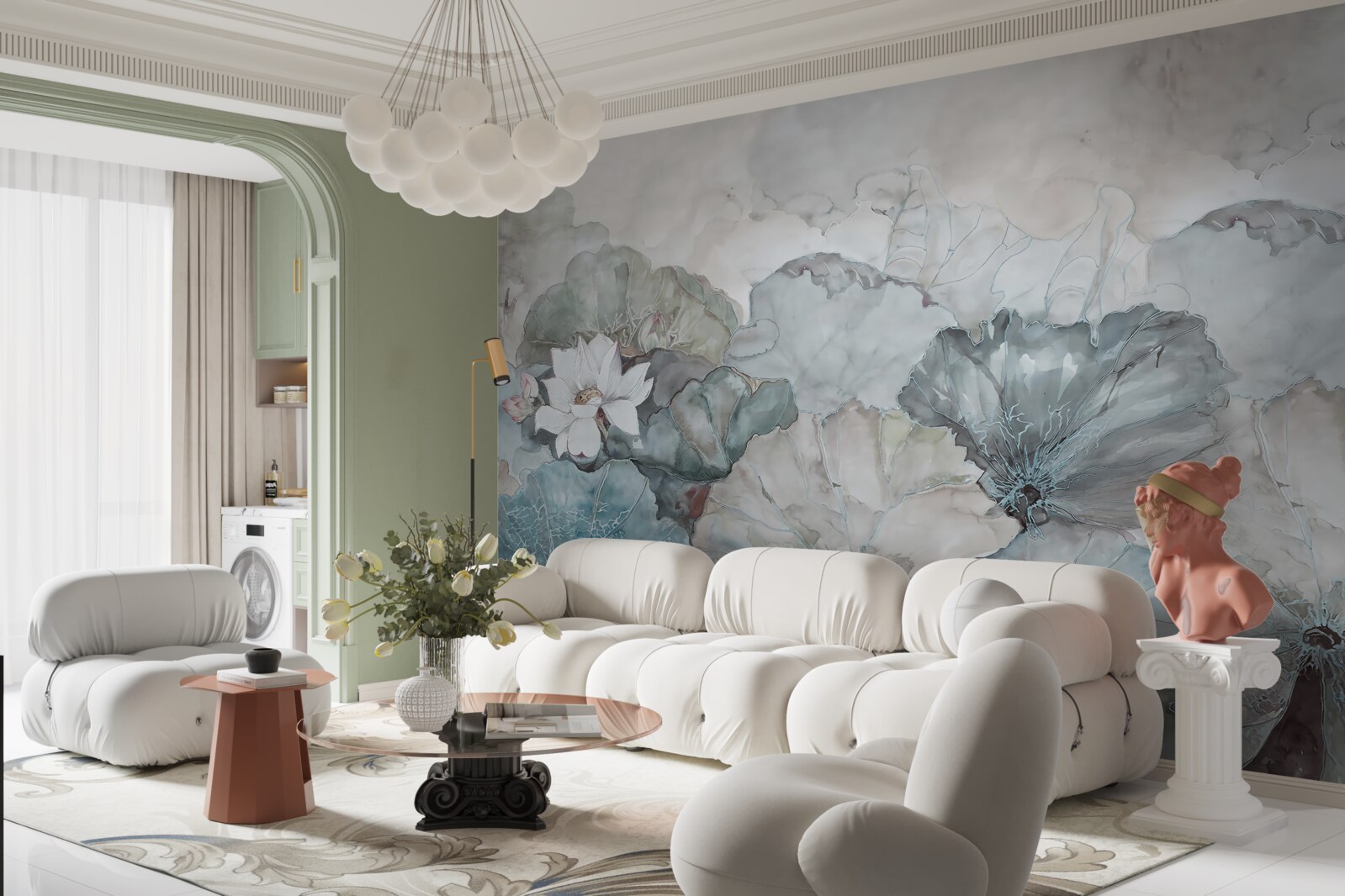 Fototapet muguri, vegetație și pelete