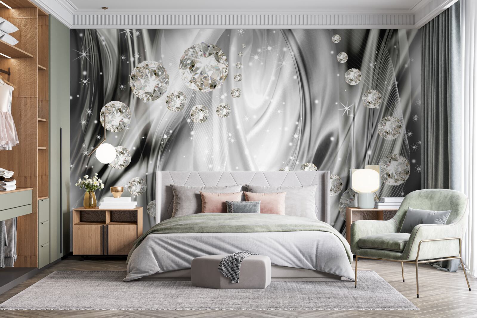 Fototapet strălucire argintie