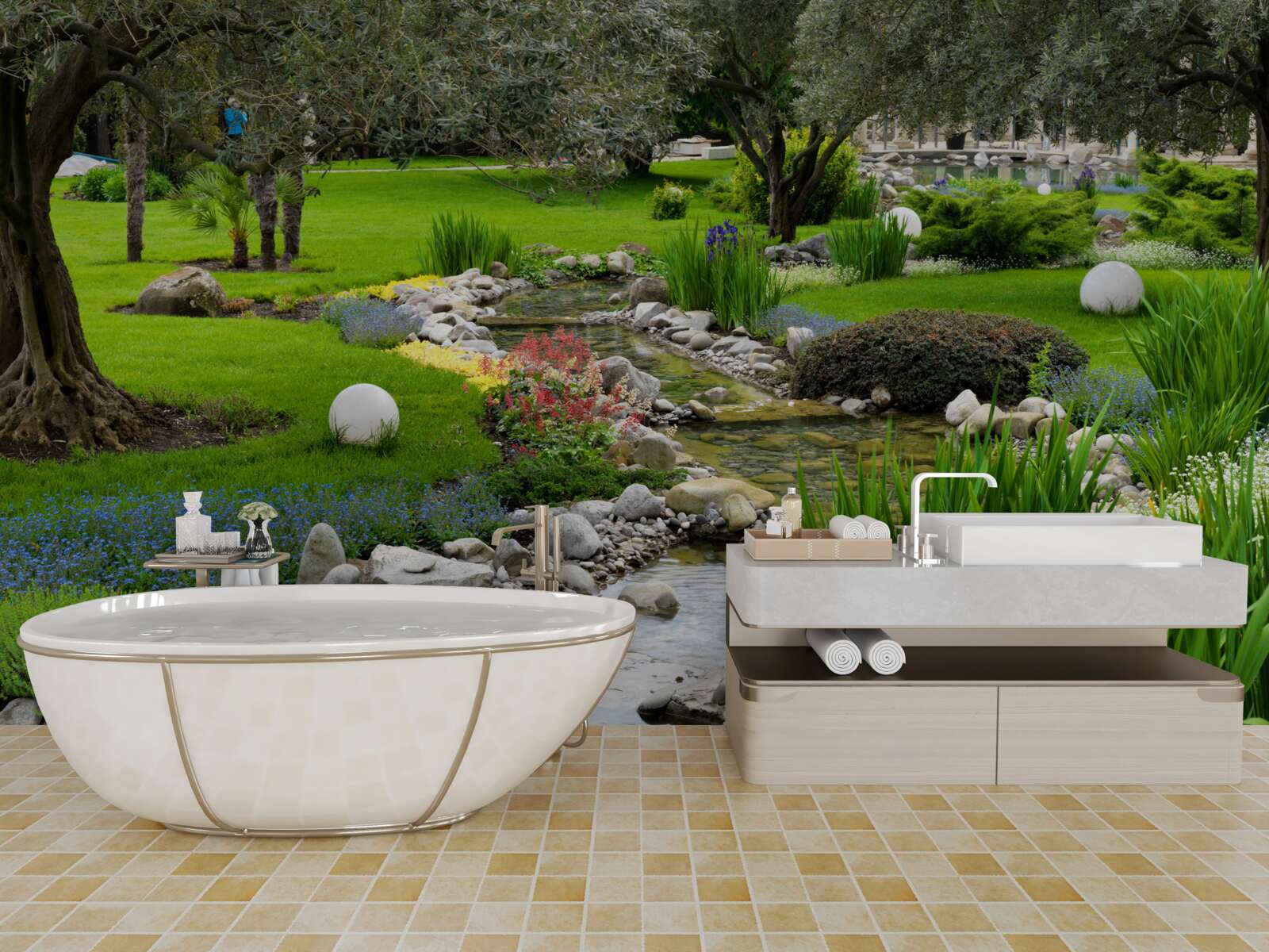 Fototapet grădina japoneză este ca o oază