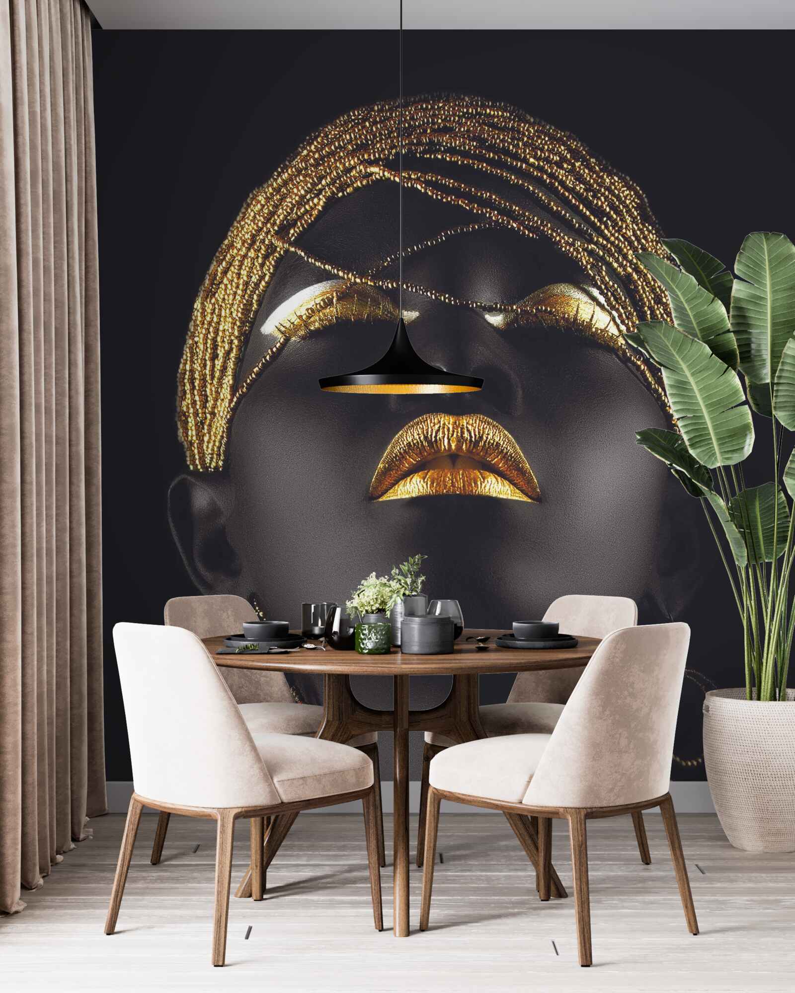 Fototapet doamnă cu bijuterii de aur