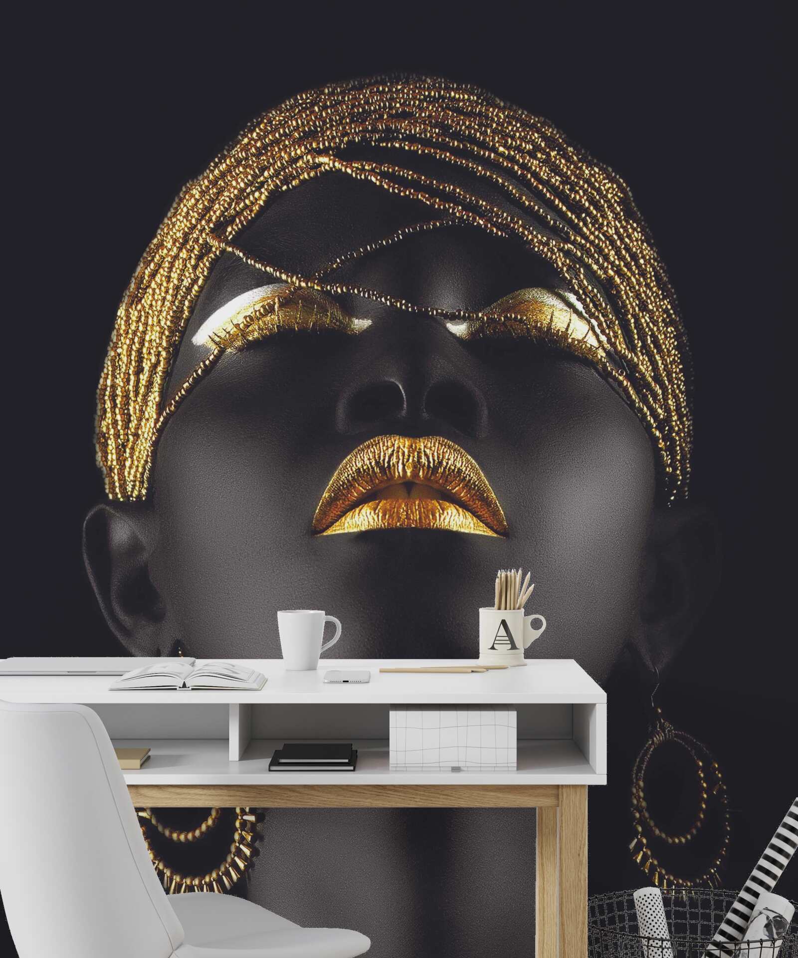 Fototapet doamnă cu bijuterii de aur