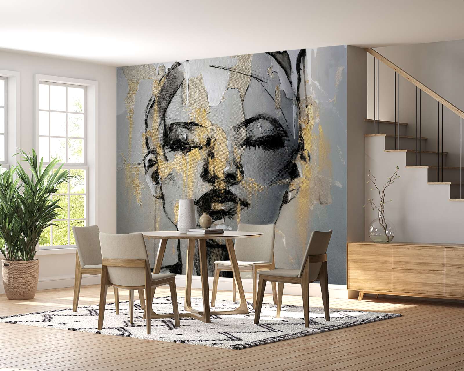 Fototapet fată în acuarelă