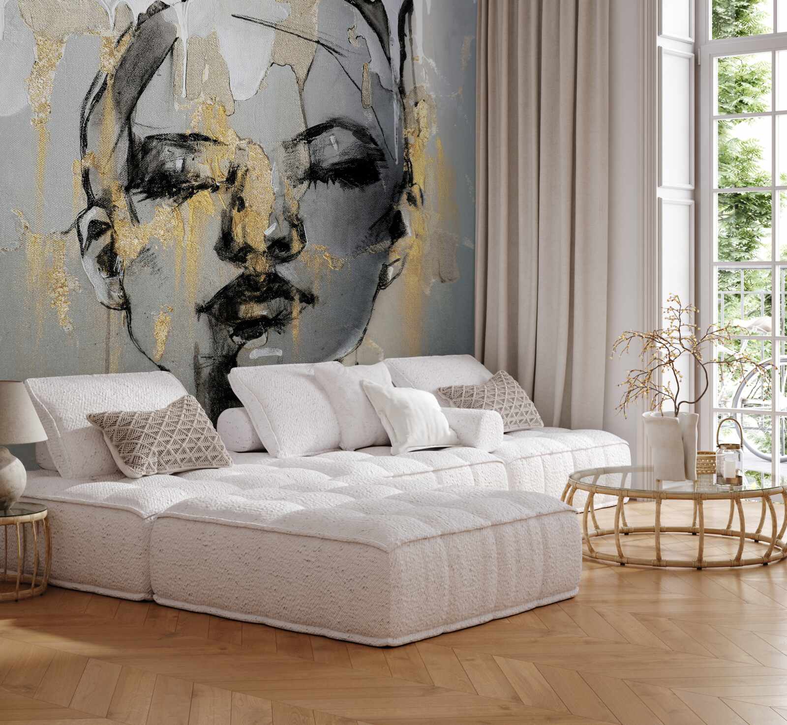 Fototapet fată în acuarelă