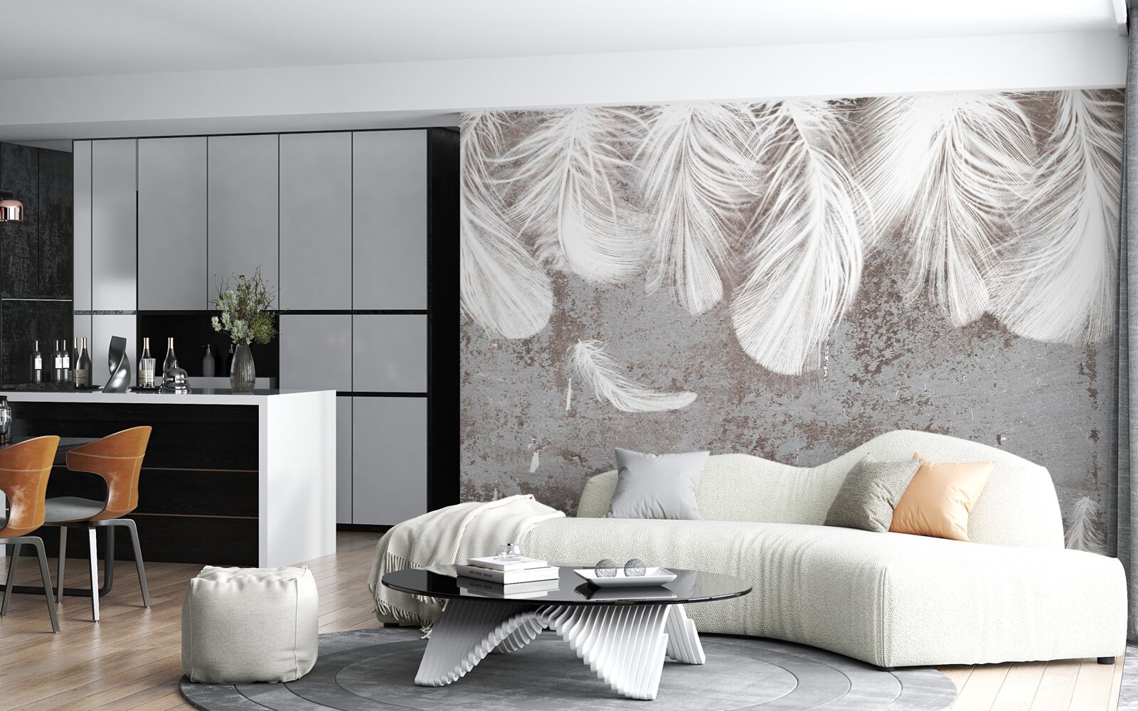 Fototapet pene albe strălucitoare