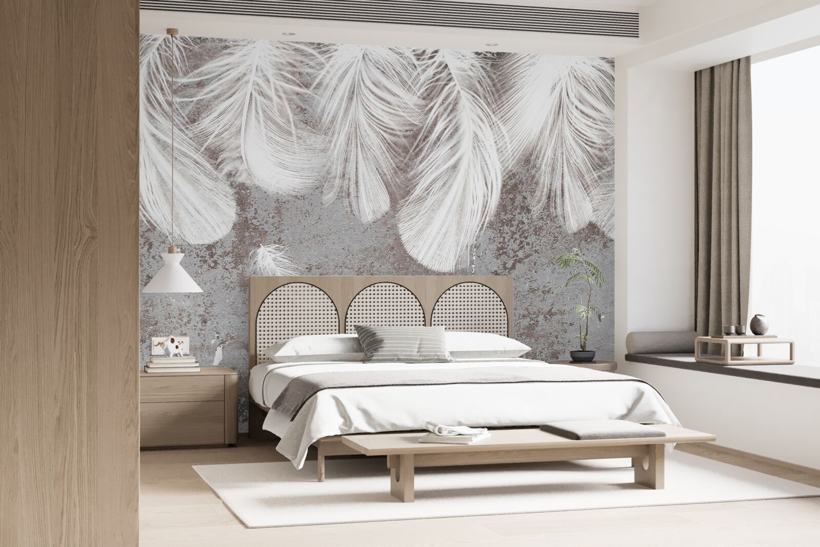 Fototapet pene albe strălucitoare