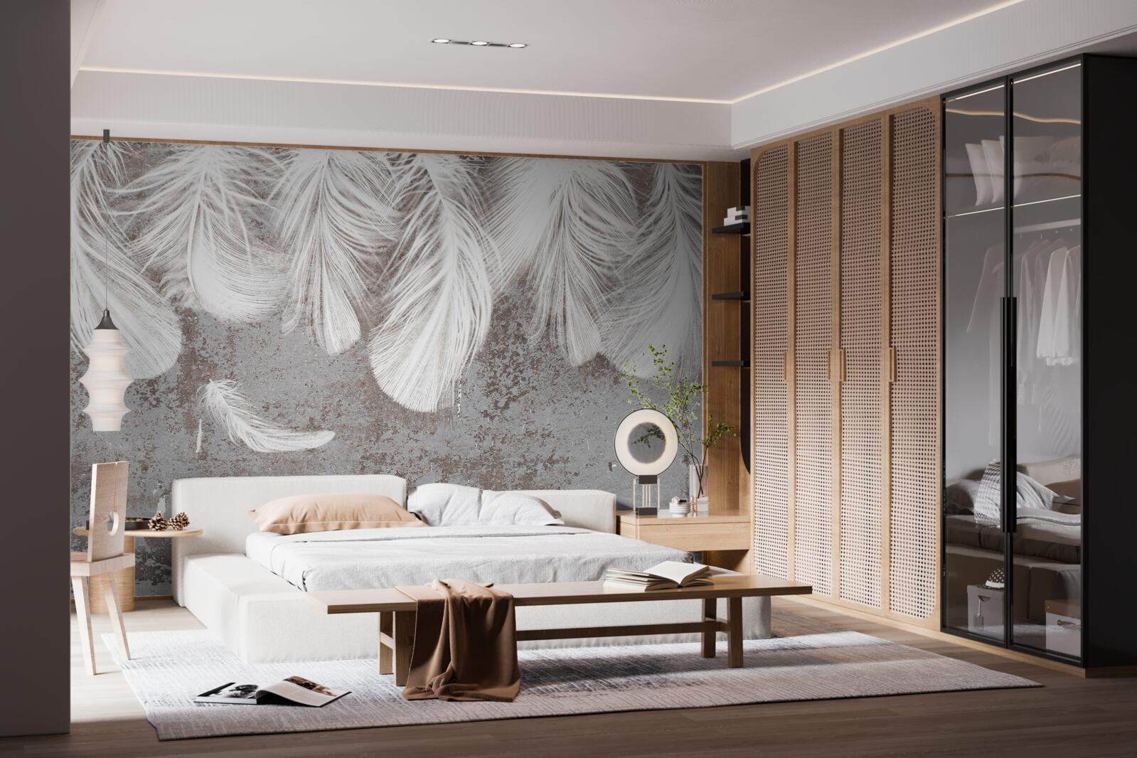 Fototapet pene albe strălucitoare