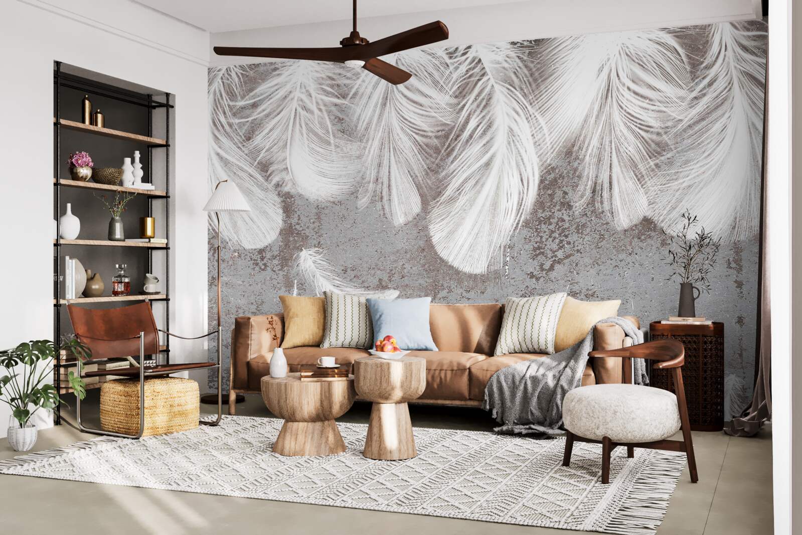 Fototapet pene albe strălucitoare