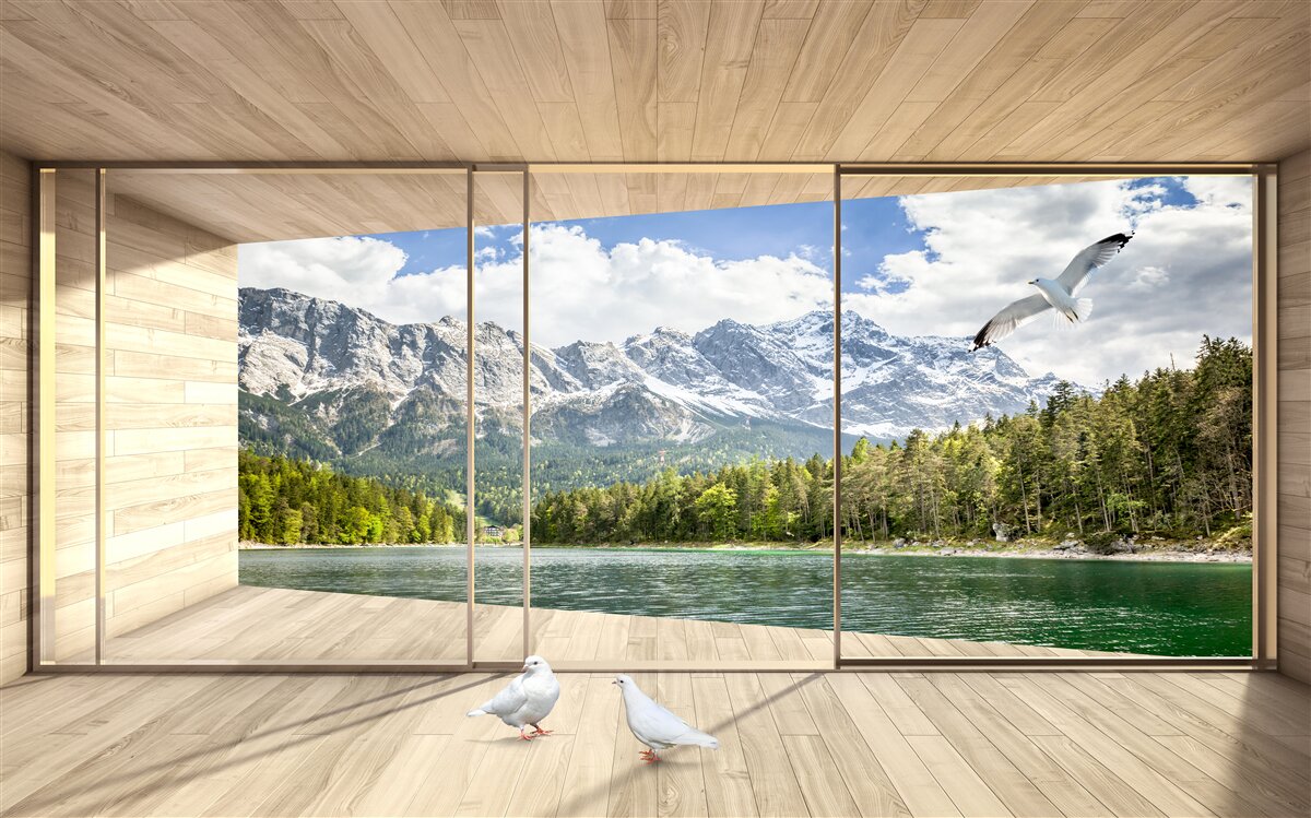 Fototapet panoramă de vârfuri de munte