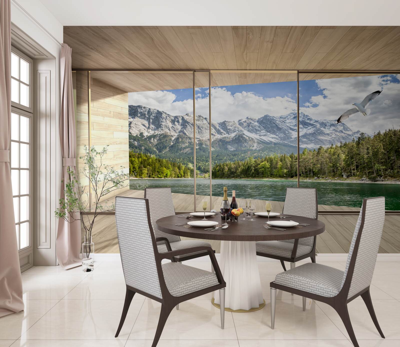 Fototapet panoramă de vârfuri de munte