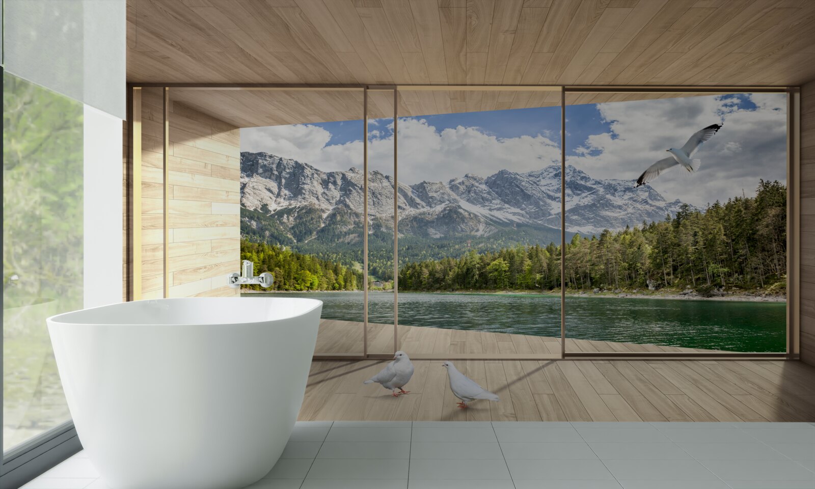 Fototapet panoramă de vârfuri de munte