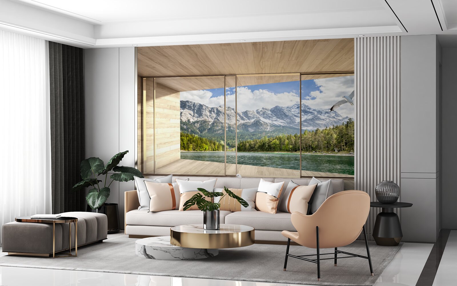 Fototapet panoramă de vârfuri de munte