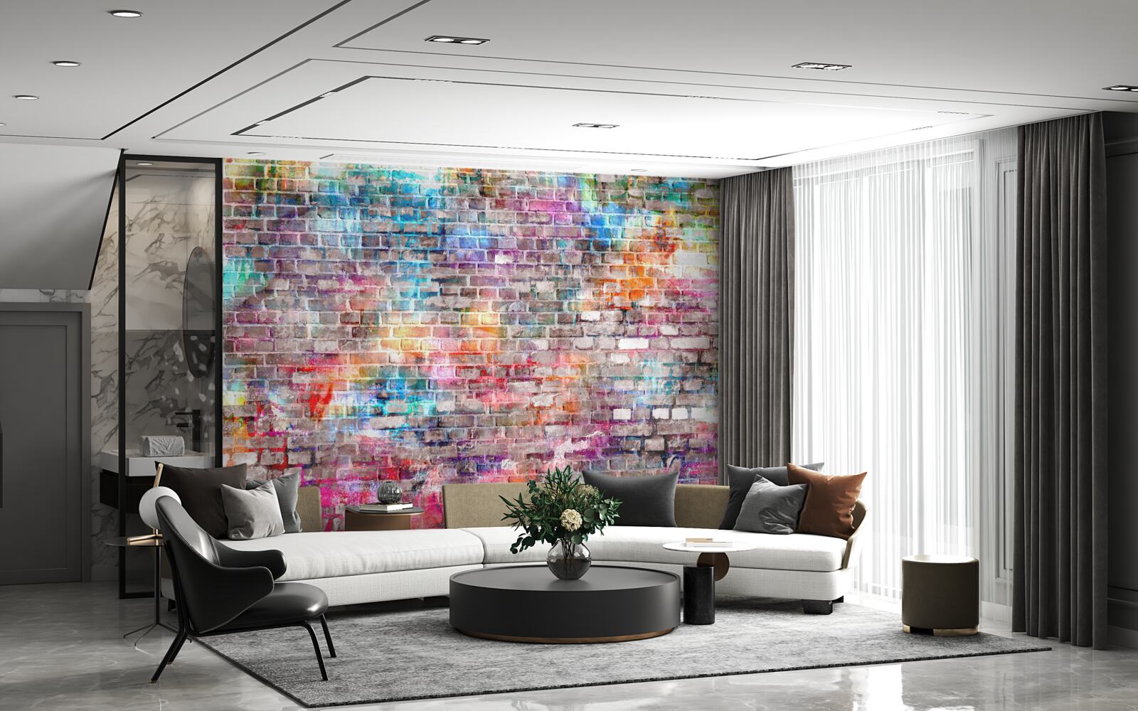 Fototapet imagine vizuală bogată a unui perete în stil grunge, fundal