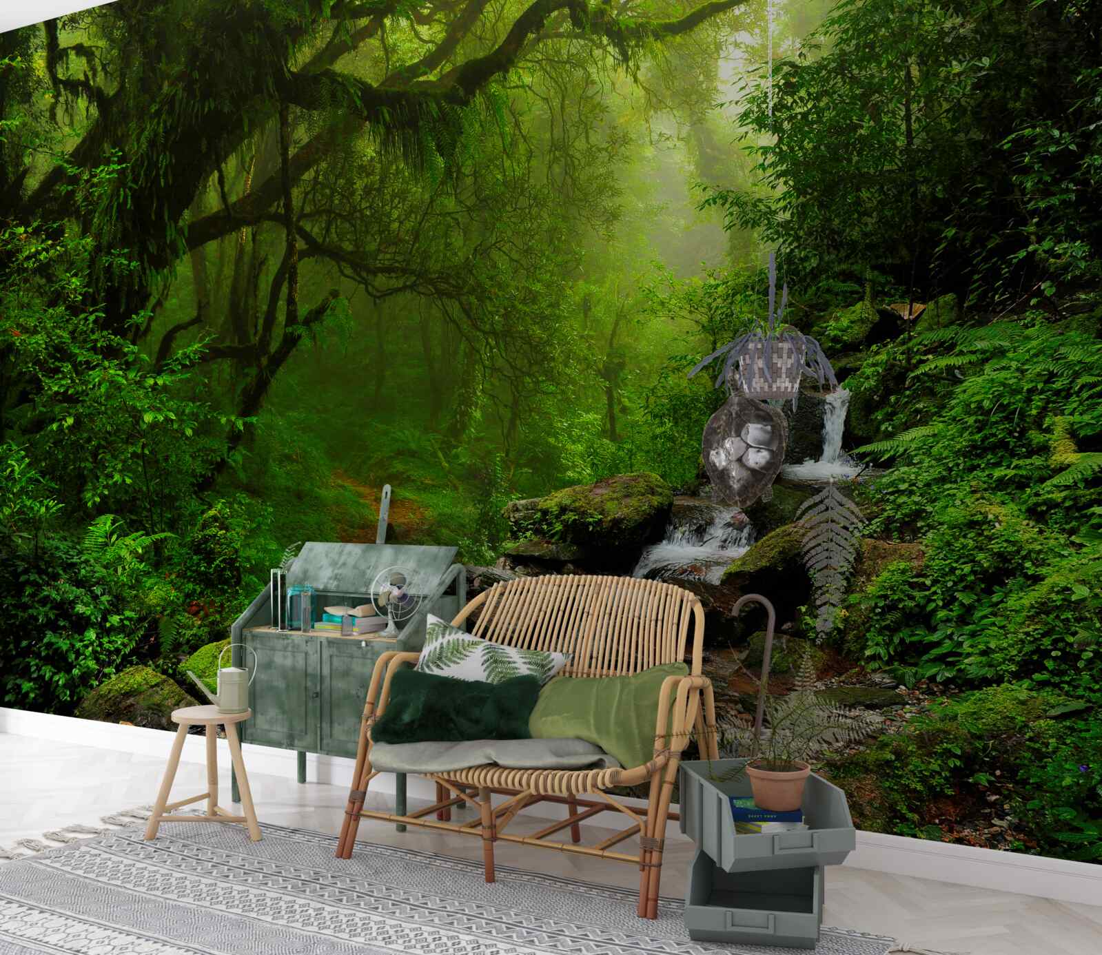 Fototapet pădure cascadă