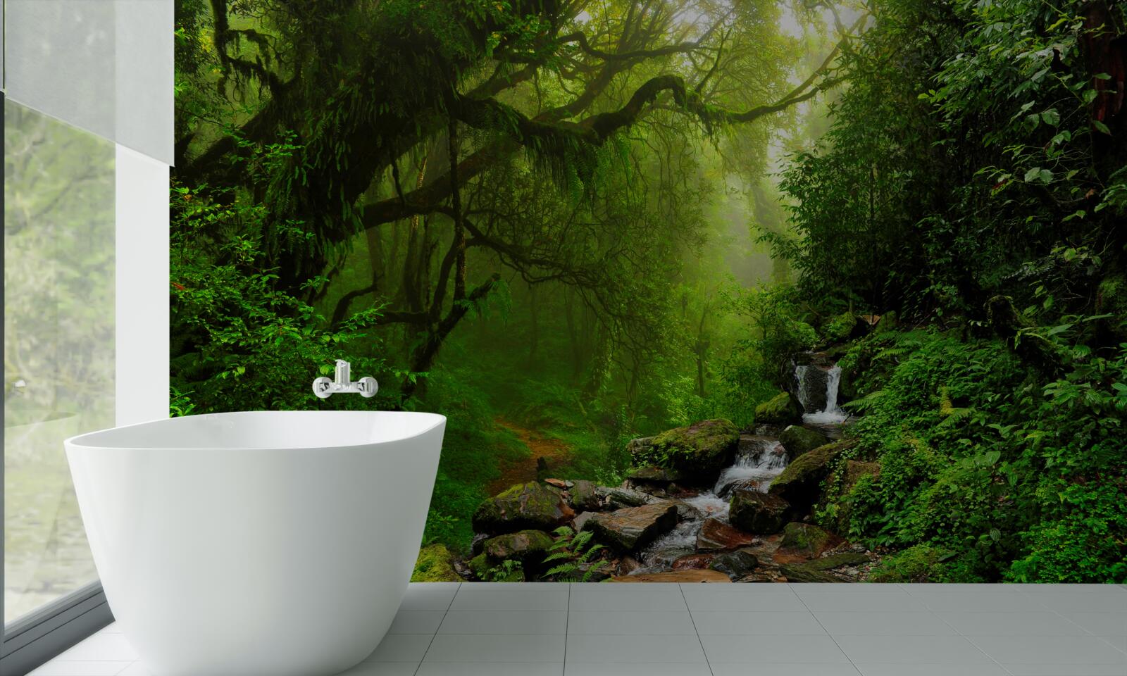 Fototapet pădure cascadă