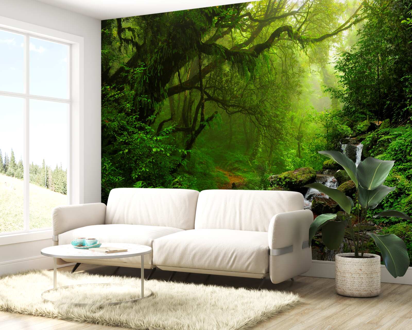 Fototapet pădure cascadă