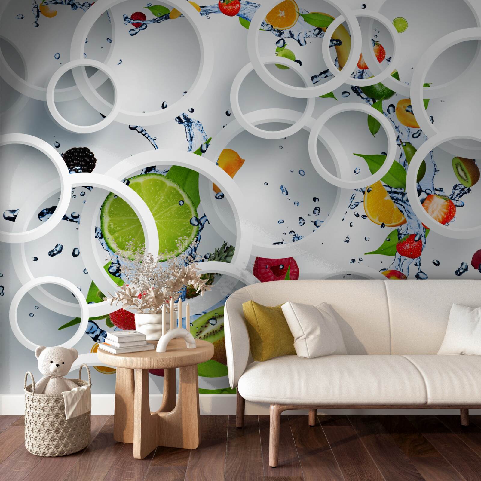 Fototapet roți și fructe