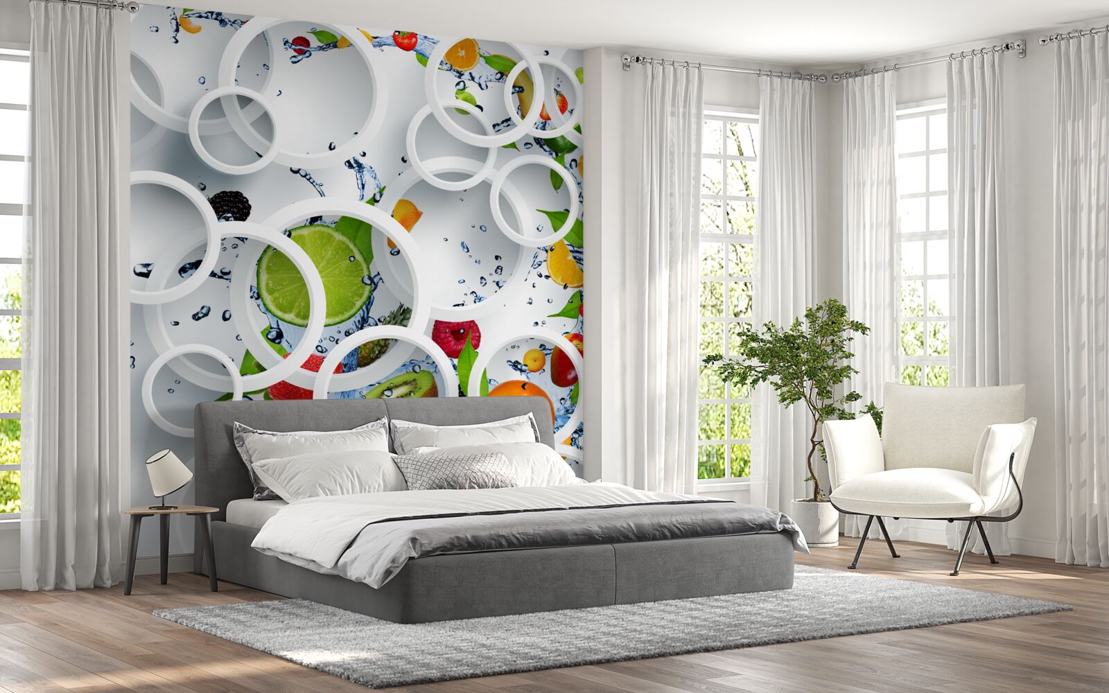 Fototapet roți și fructe