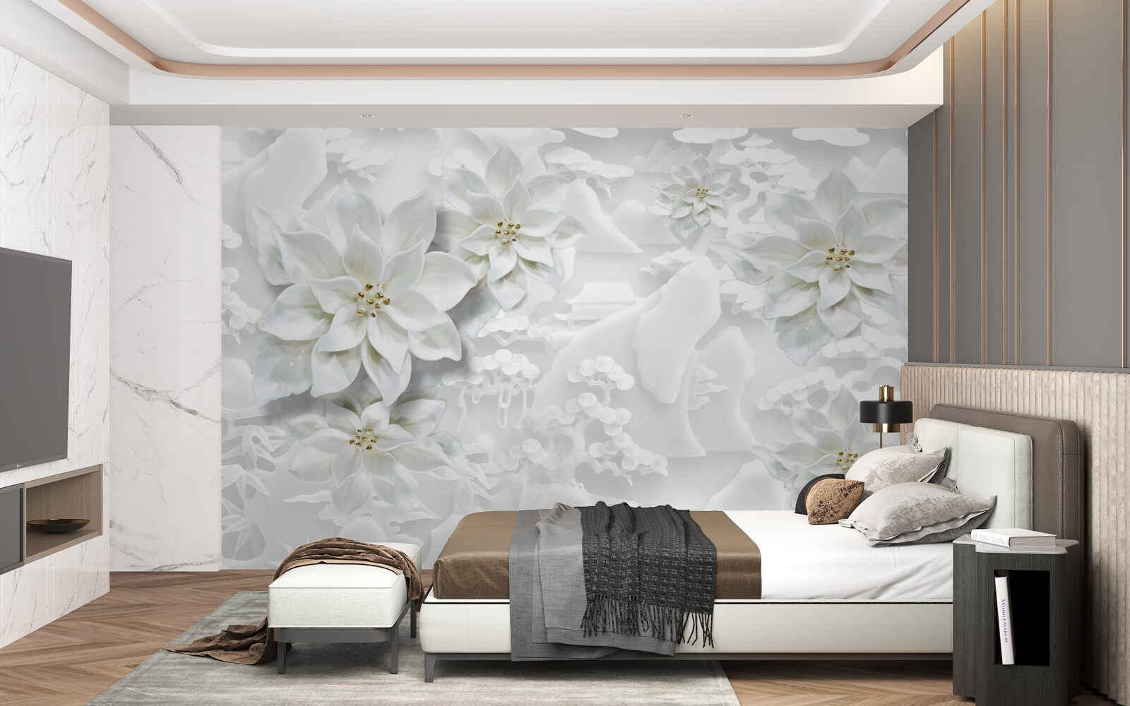 Fototapet flori albe