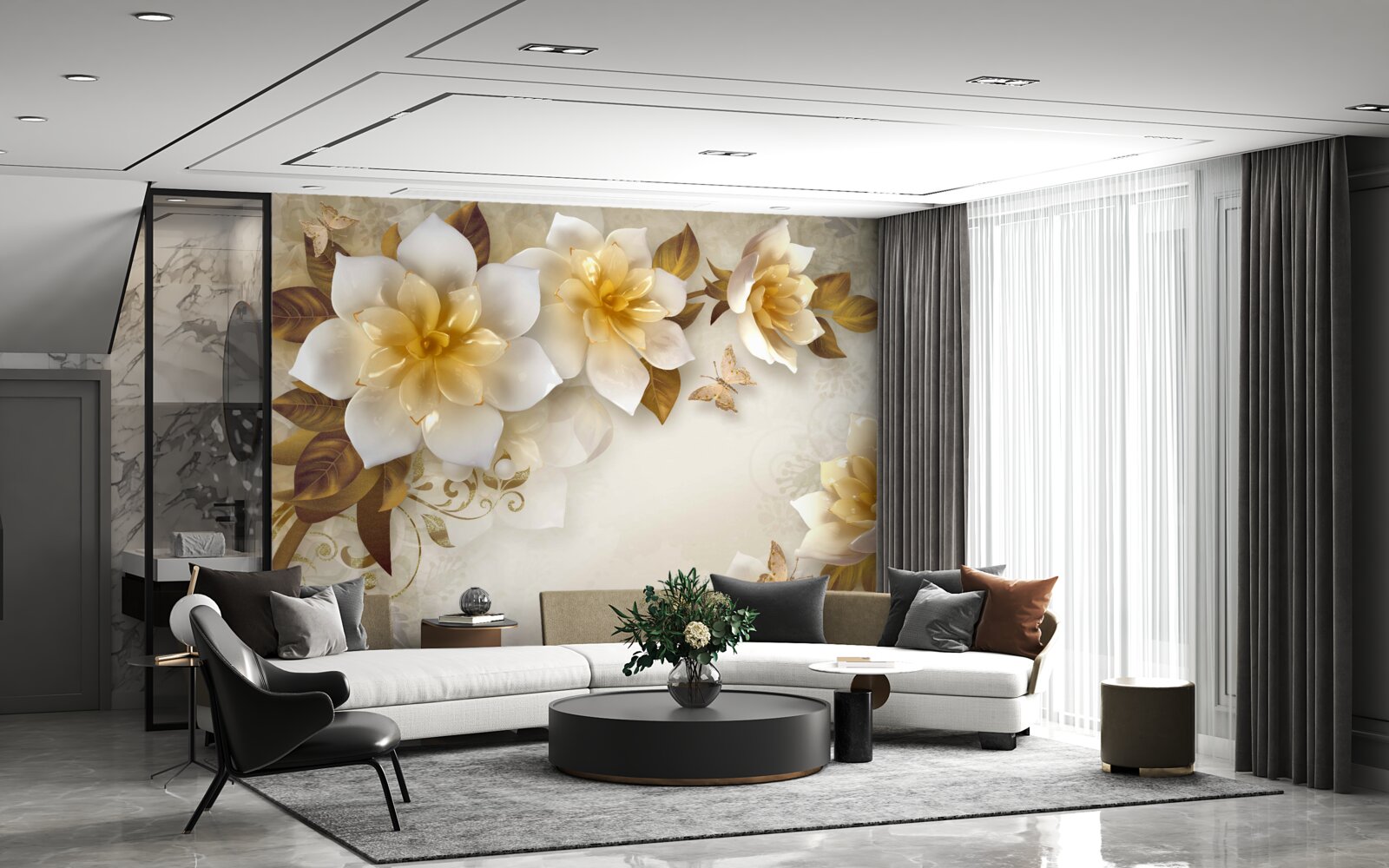 Fototapet flori de porțelan