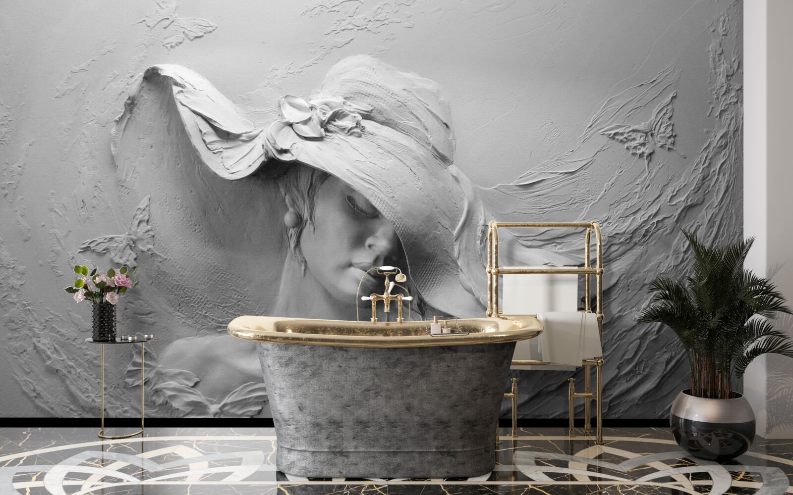 Fototapet doamnă cu pălărie