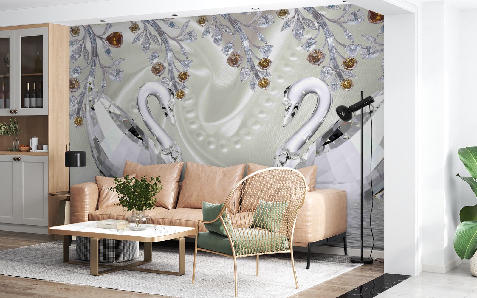 Fototapet Lebede din sticlă