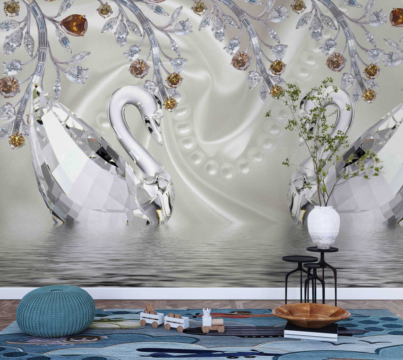 Fototapet Lebede din sticlă