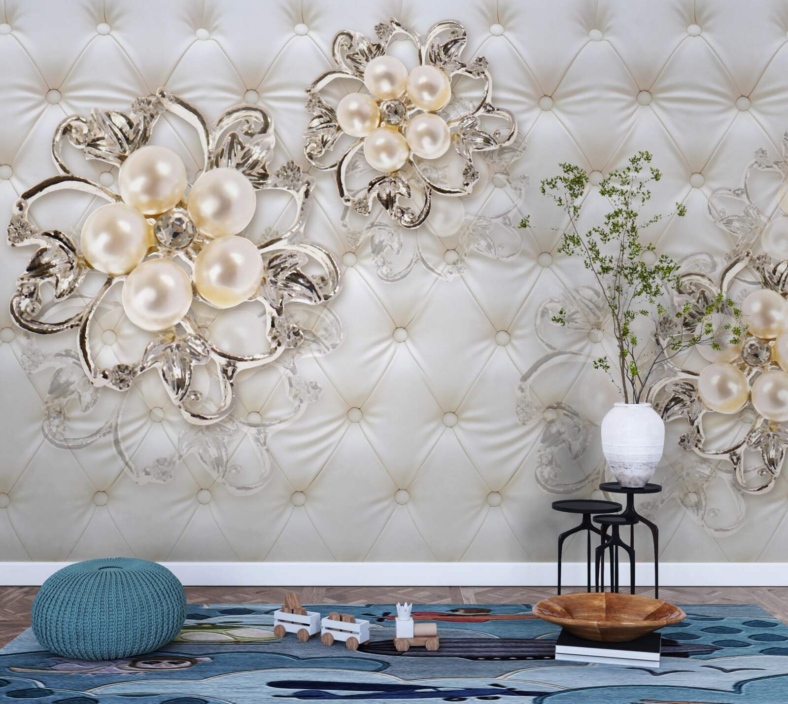 Fototapet tapițerie cu design floral