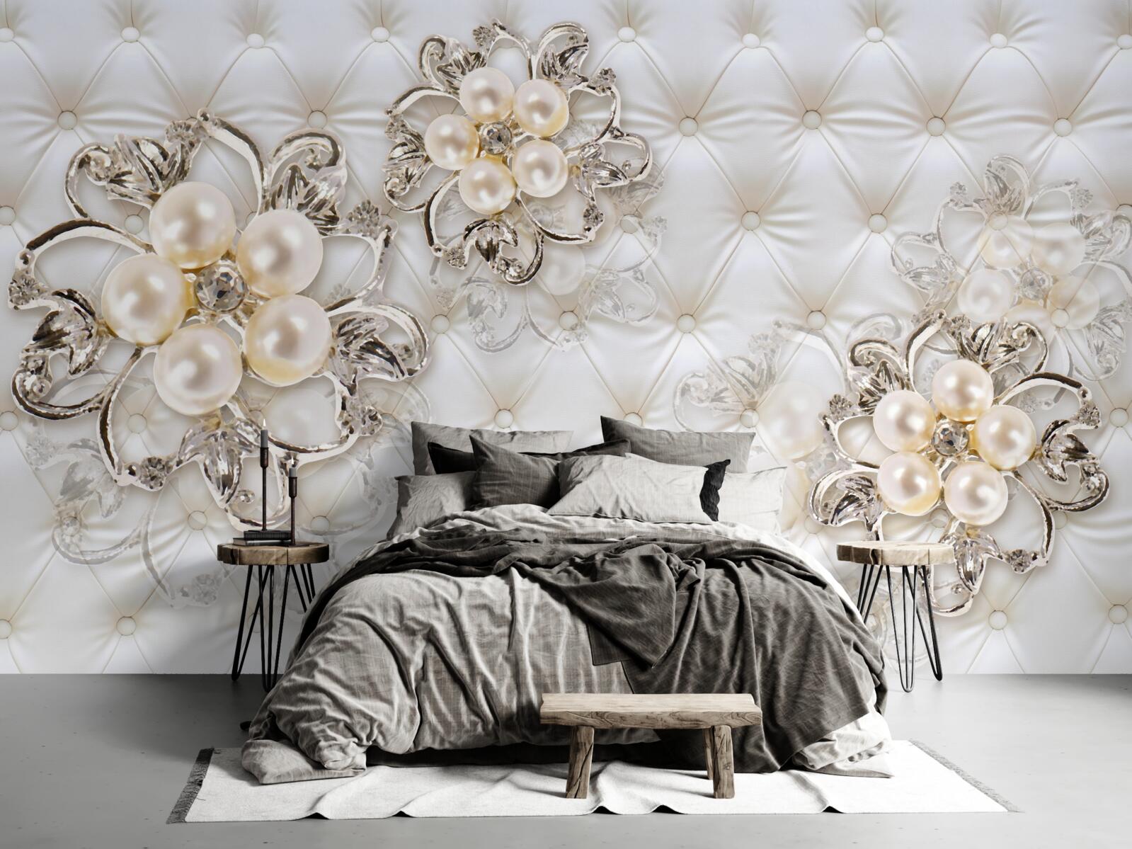 Fototapet tapițerie cu design floral