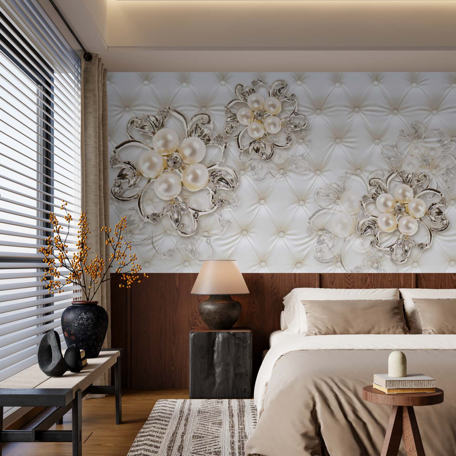 Fototapet tapițerie cu design floral