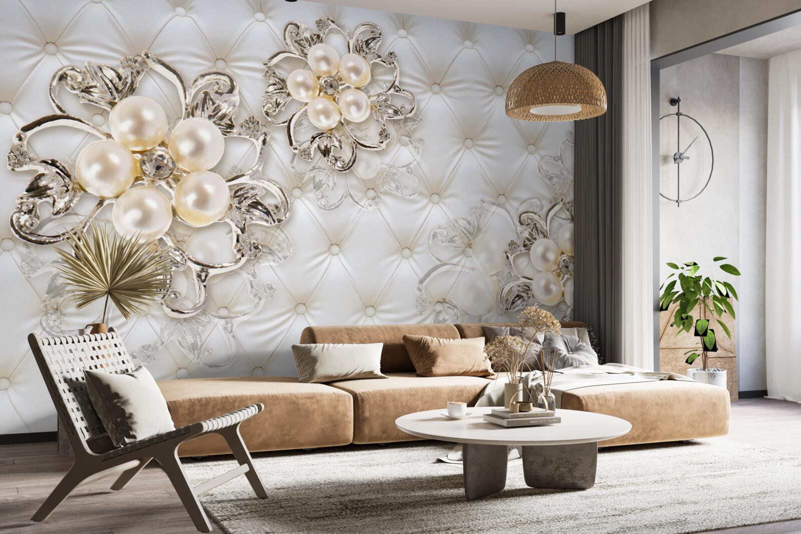 Fototapet tapițerie cu design floral