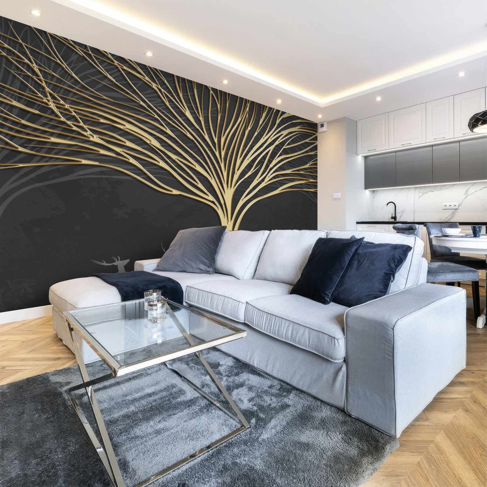 Fototapet copac abstract din aur