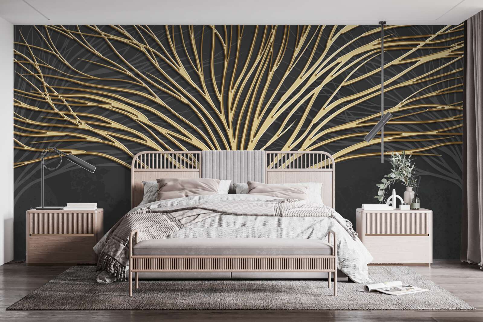 Fototapet copac abstract din aur