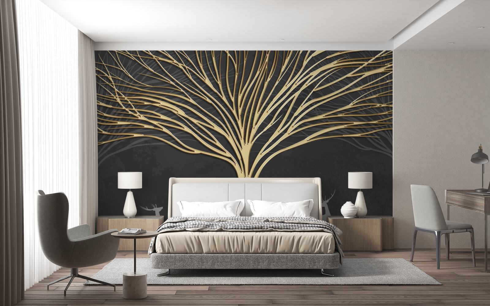 Fototapet copac abstract din aur