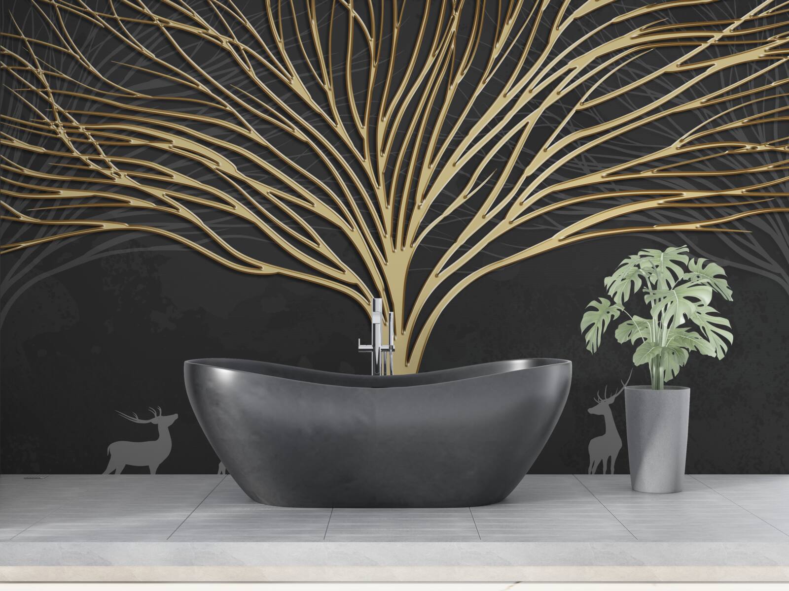 Fototapet copac abstract din aur