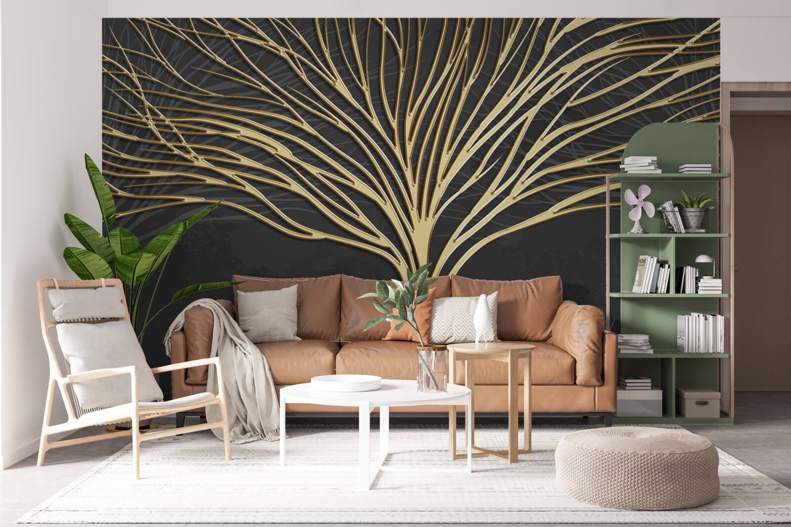 Fototapet copac abstract din aur