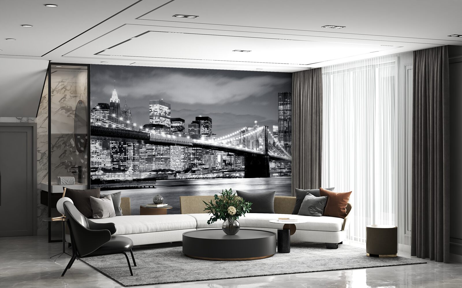 Fototapet new york în alb și negru
