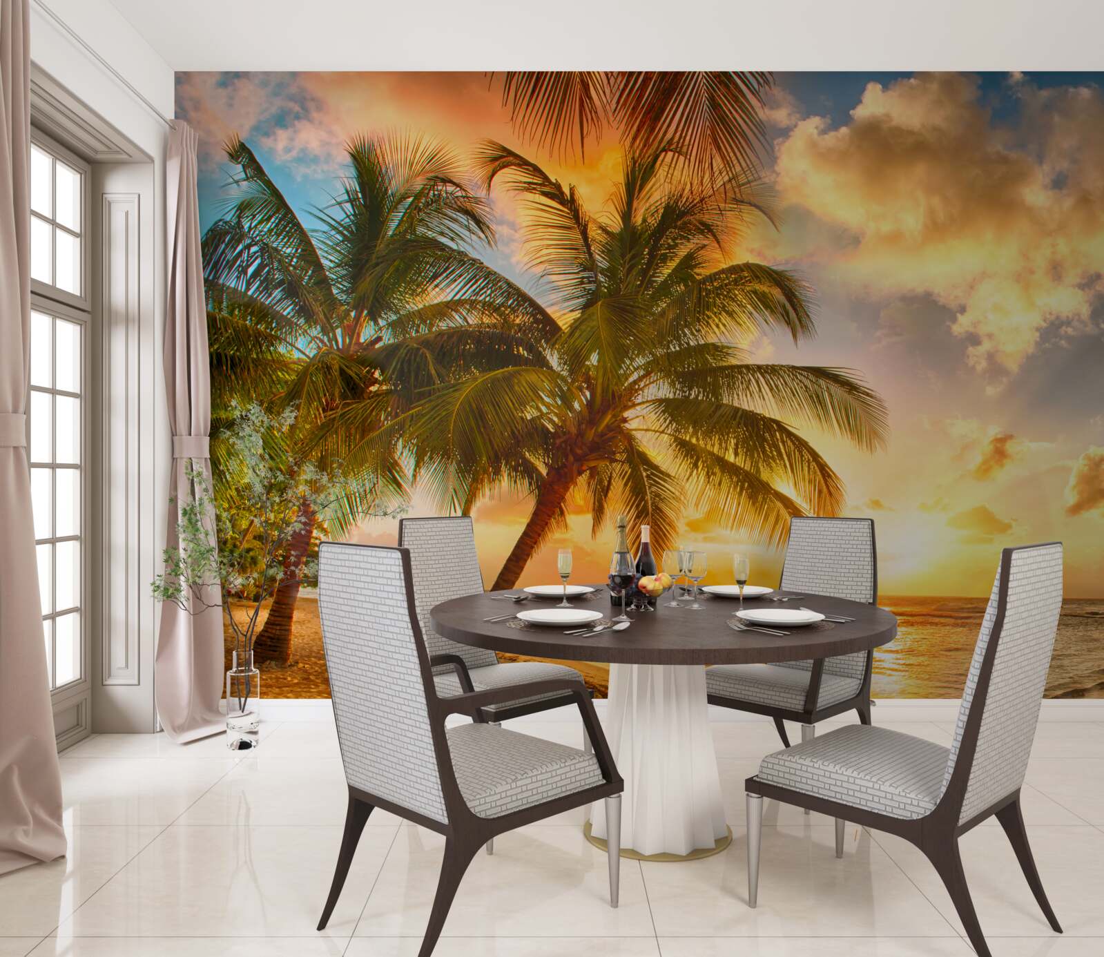 Fototapet soarele apune peste ocean