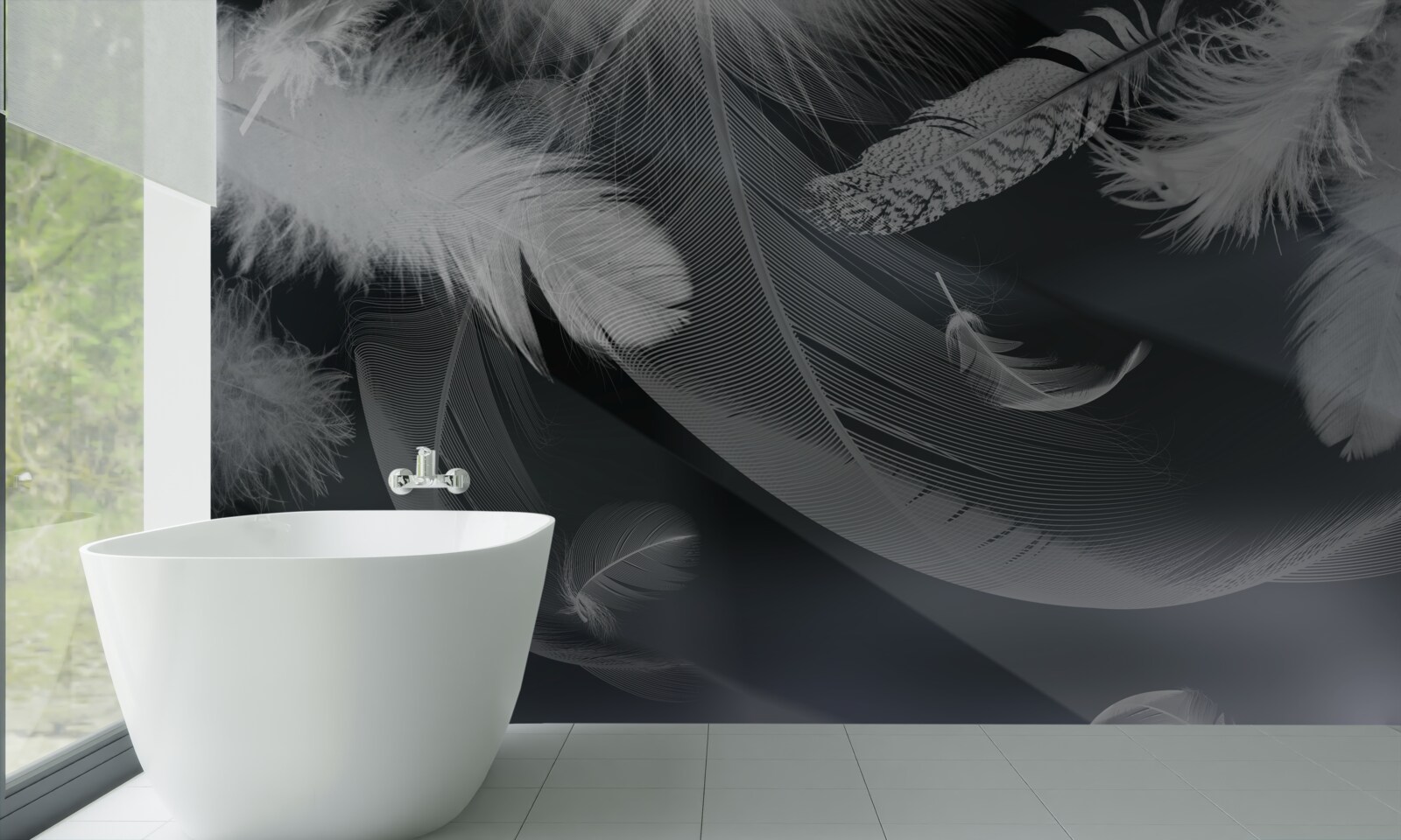 Fototapet fundal întunecat decorat cu pene