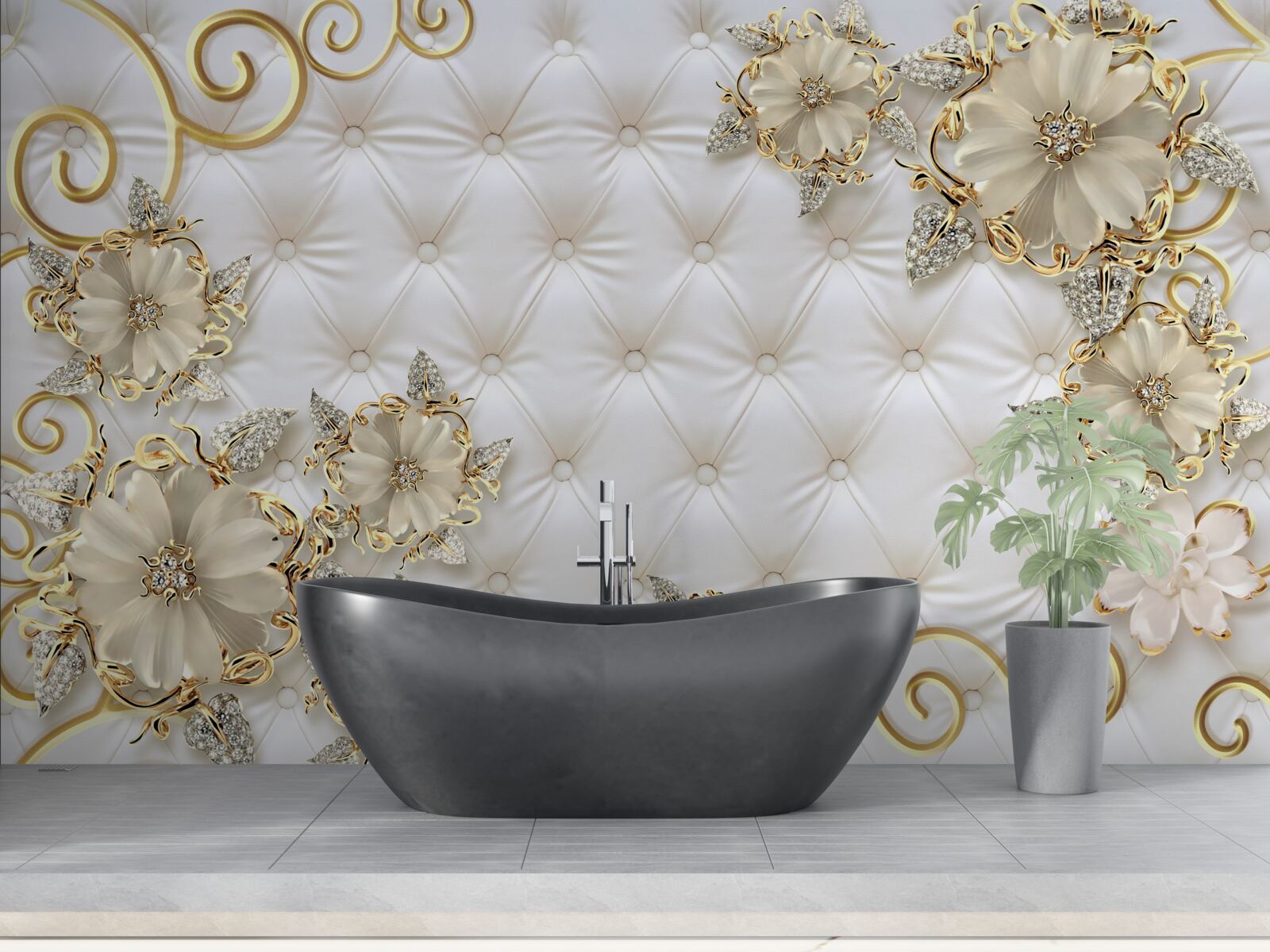 Fototapet flori frumoase de aur