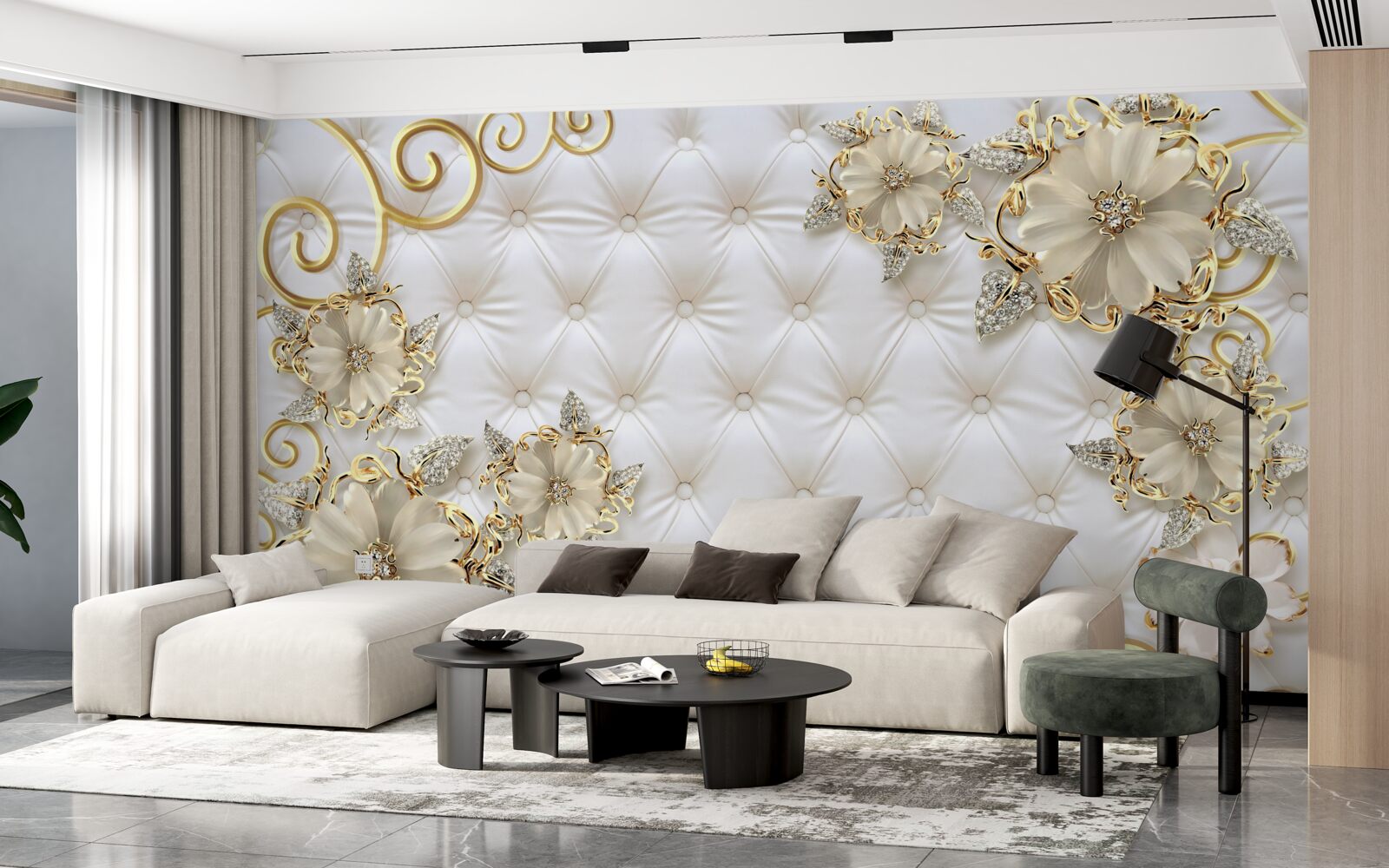 Fototapet flori frumoase de aur