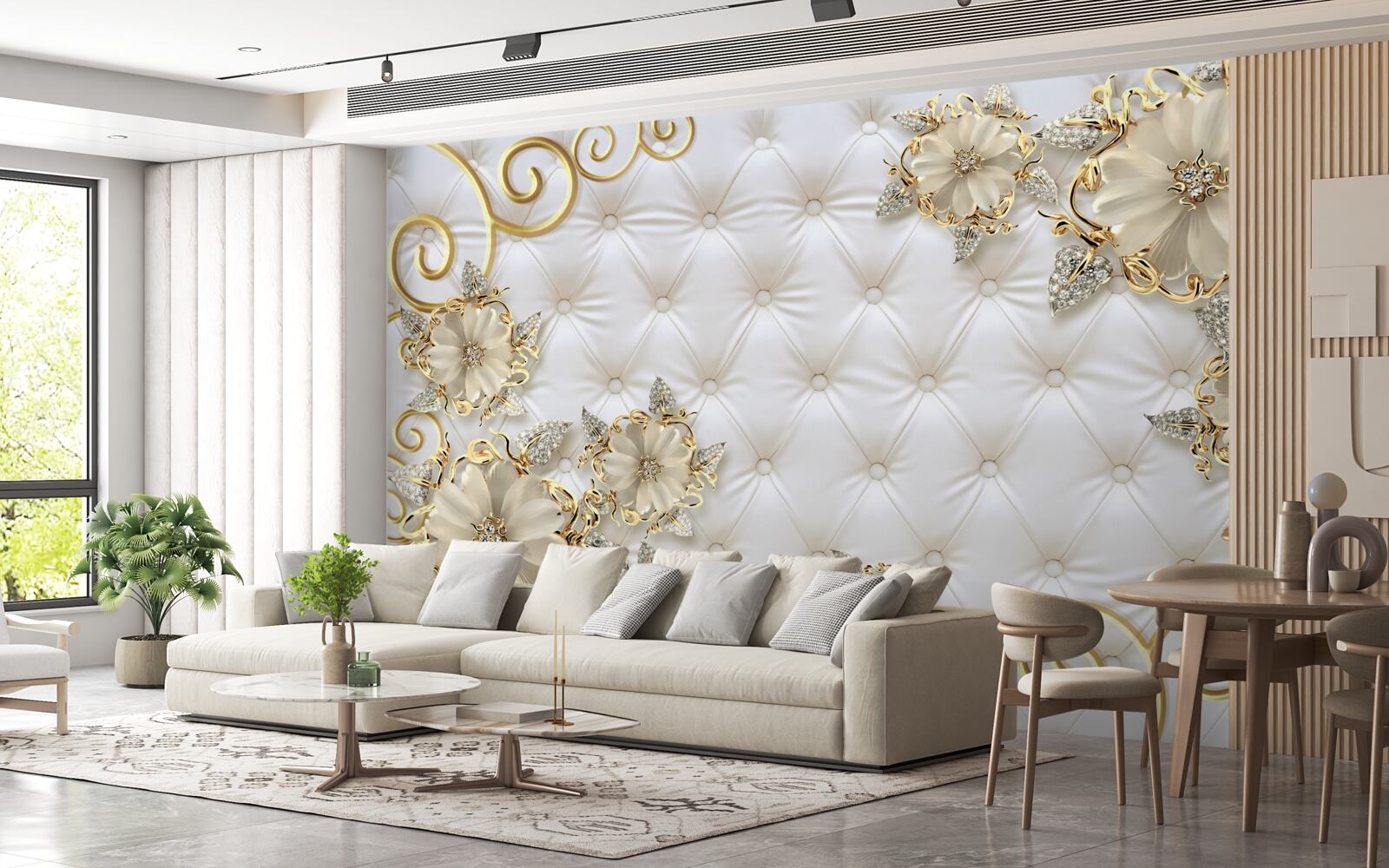 Fototapet flori frumoase de aur