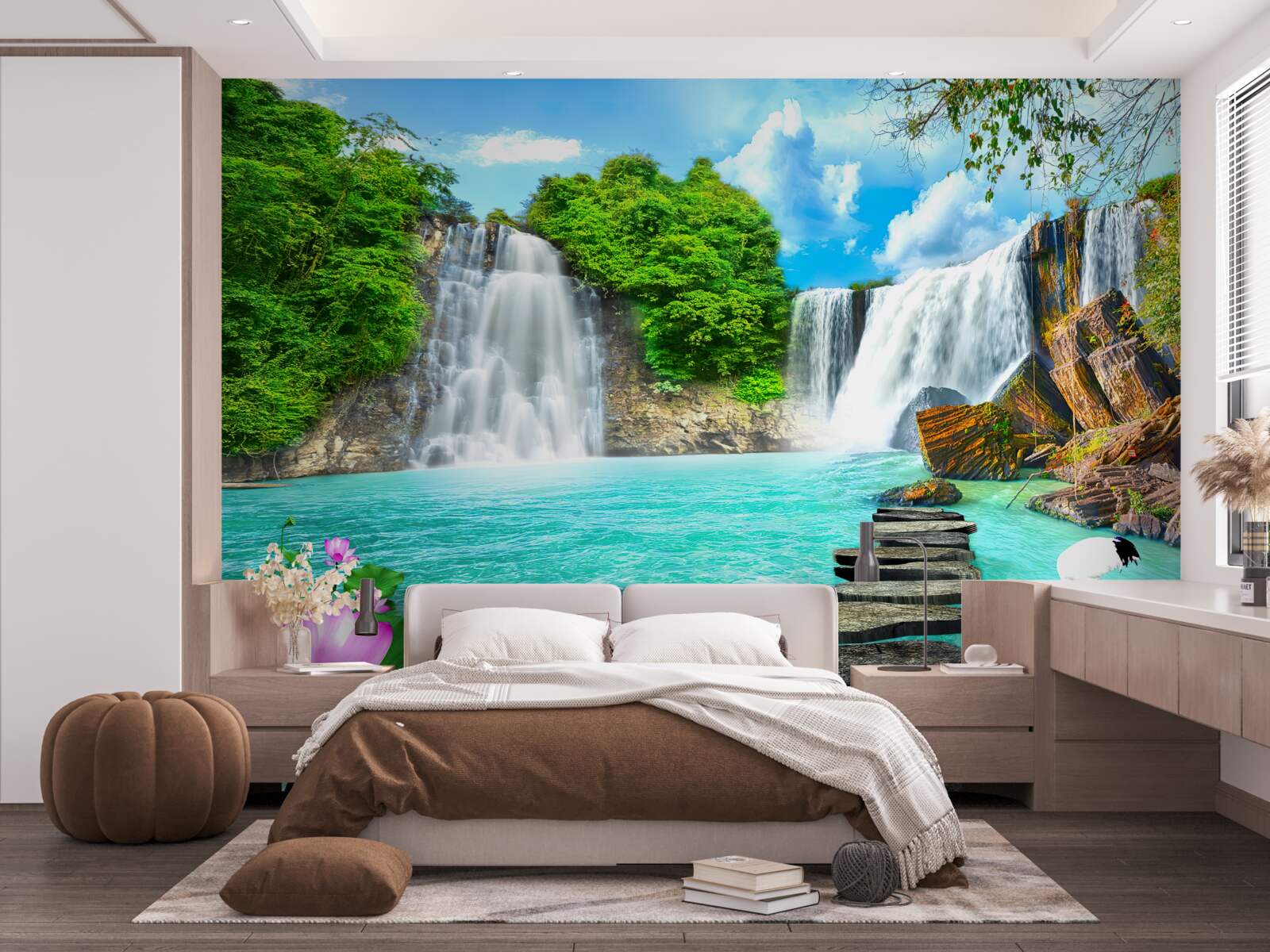 Fototapet pădure cascadă