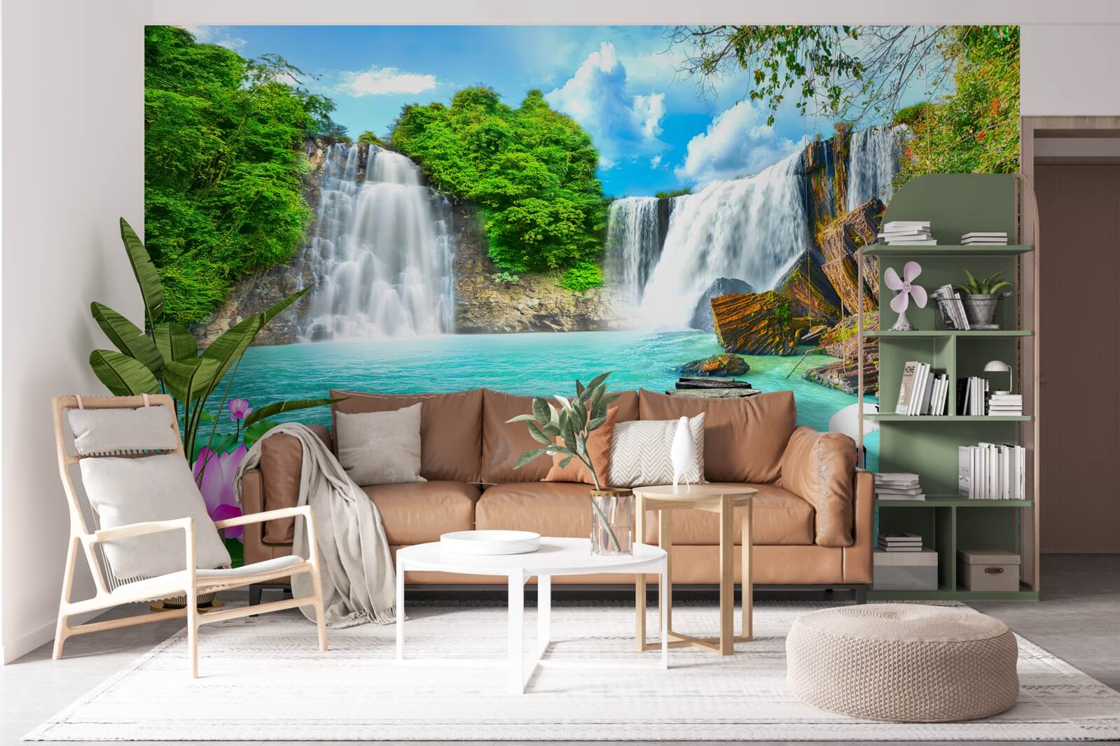 Fototapet pădure cascadă